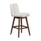 Armen Living Basila Swivel Bar Stool in Brown Oak Wood Finish with Beige Fabric 840254332188 - alternate 2